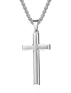 BudNej Oceľový náhrdelník s krížom MN5001