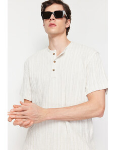 Trendyol Collection Ecru Linen Content Oversize Fit košeľa