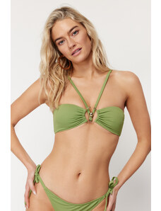 Trendyol Green Strapless Accessory Bikini Top