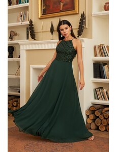 Carmen Dlhé večerné šaty so smaragdovými flitrami