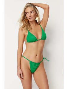 Trendyol High Leg Brazilian Bikini Set with Green Triangle Tunnel