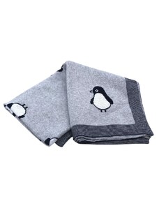 Detská deka Tučniak sivá