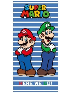 Carbotex Plážová osuška Super Mario & Luigi - motív Here We Go! - 100% bavlna - 70 x 140 cm