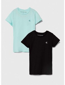 Detské bavlnené tričko Calvin Klein Jeans 2-pak tyrkysová farba