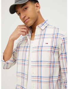 Bavlnená košeľa Tommy Jeans pánska,béžová farba,regular,s klasickým golierom,DM0DM18968