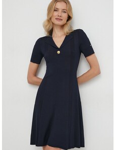 Šaty Tommy Hilfiger tmavomodrá farba, mini, áčkový strih, WW0WW41444