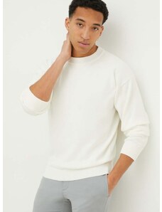 Bavlnený sveter HUGO béžová farba, tenký, 50486860