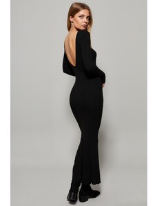 Cool & Sexy Women's Black U-Neck Maxi Dress