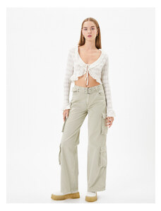 Koton Cargo Nohavice široké nohavice Regular Bedrový opasok detailný s vreckami Bavlna - Bianca Jeans