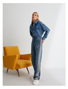 Koton Normálny pás voľné džínsové nohavice dvojitá farba vrecko bavlna - voľný rovný strih Jeans