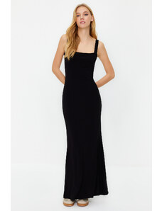 Trendyol Black Thick Strap Fitted Flexible Knitted Maxi Pencil Dress