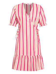 Pink Striped Wrap Linen Dress ORSAY - Women