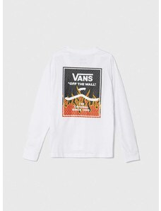 Detská bavlnená košeľa s dlhým rukávom Vans PRINT BOX 2.0 LS BOYS biela farba, s potlačou