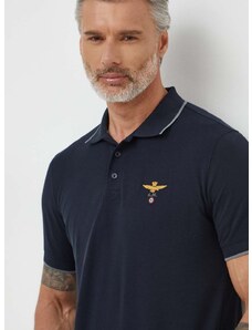 Bavlnené polo tričko Aeronautica Militare tmavomodrá farba, s nášivkou