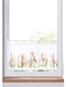 bonprix Vitrážková záclona s veľkonočným zajacom, farba biela