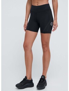 Bežecké šortky adidas by Stella McCartney TruePace čierna farba, s potlačou, vysoký pás, IQ4510