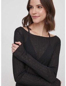 Tričko s dlhým rukávom Calvin Klein Jeans dámsky, čierna farba
