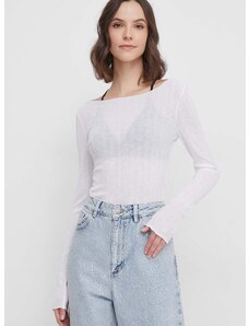 Tričko s dlhým rukávom Calvin Klein Jeans dámsky, biela farba, J20J223114