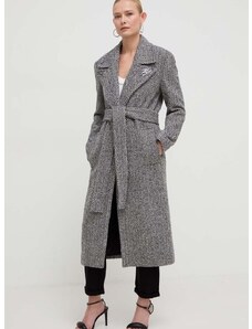 Vlnený kabát Karl Lagerfeld čierna farba, prechodný