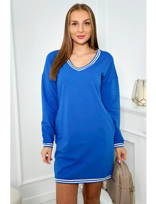 K-Fashion Šaty s vreckami a véčkovým výstrihom v chrpovo modrej farbe