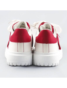 Fairy Bílo-červené dámské sportovní boty se zakrytým šněrováním (RA2049)