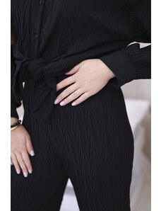 K-Fashion 2-dielna plisovaná súprava čierna