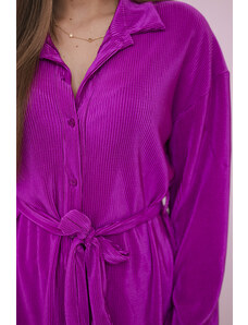 K-Fashion Plisovaná súprava košeľa + nohavice tmavo fialová