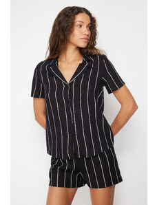 Trendyol Black Striped Viscose Woven Pajamas Set