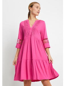 bonprix Tunikové šaty s čipkou, farba ružová