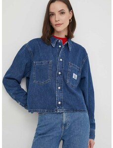 Rifľová košeľa Calvin Klein Jeans dámska, regular, s klasickým golierom, J20J222794