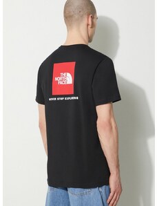 Bavlnené tričko The North Face M S/S Redbox Tee pánske, čierna farba, s potlačou, NF0A87NPJK31
