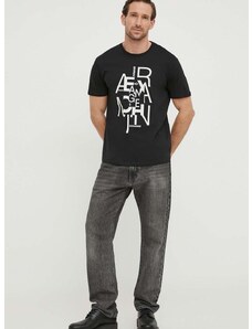 Bavlnené tričko Armani Exchange pánske, čierna farba, s potlačou, 3DZTAA ZJA5Z