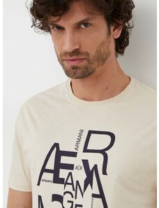 Bavlnené tričko Armani Exchange pánske, béžová farba, s potlačou, 3DZTAA ZJA5Z