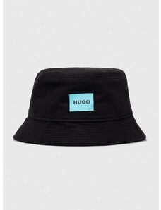 Bavlnený klobúk HUGO čierna farba,bavlnený,50514748
