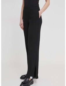 Nohavice Calvin Klein Jeans dámske,čierna farba,rovné,vysoký pás,J20J223280