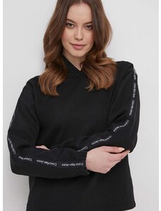 Mikina Calvin Klein Jeans dámska,čierna farba,s kapucňou,s potlačou,J20J223078