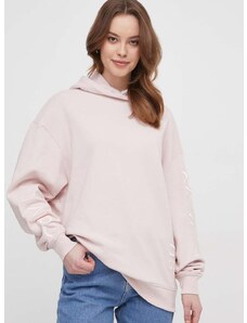 Bavlnená mikina Calvin Klein Jeans dámska, ružová farba, s kapucňou, s nášivkou, J20J223083