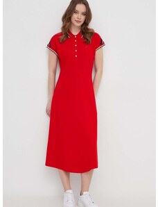 Šaty Tommy Hilfiger červená farba,midi,áčkový strih,WW0WW41269