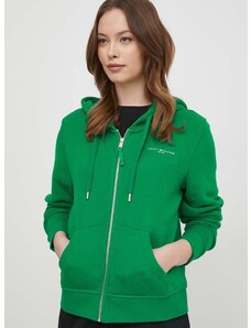 Mikina Tommy Hilfiger dámska,zelená farba,s kapucňou,jednofarebná,WW0WW39189