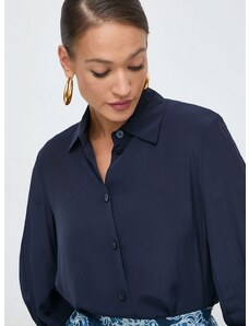 Košeľa Armani Exchange dámska, tmavomodrá farba, voľný strih, s klasickým golierom, 3DYC09 YNXZZ