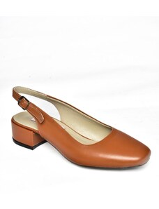 Fox Shoes Camel Genuine Leather Thick Heeled Women's Shoes