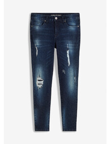 bonprix Skinny džínsy, skrátené so zničenými detailmi, farba modrá