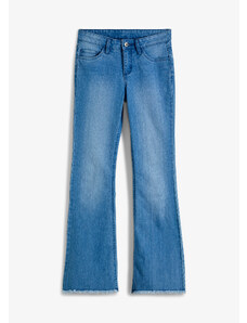 bonprix Zvonové džínsy so strapcami na leme, farba modrá
