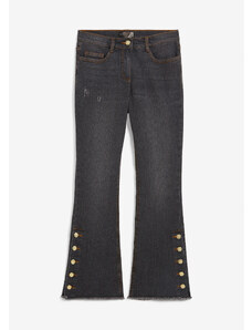 bonprix 7/8 džínsy, rozšírené, s ozdobnými gombičkami, farba čierna, rozm. 52