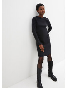 bonprix Úpletové šaty, strih do A, z ťažkej bio bavlny, dĺžka po kolená, farba čierna