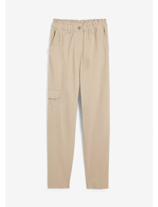 bonprix Kapsáčové džínsy Paperbag, vysoký pás, farba béžová