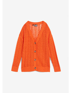 bonprix Pletený sveter, ažúrový, ležérny, farba oranžová