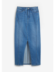 bonprix Džínsová sukňa, nízky pás, pohodlný pás, farba modrá