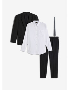 bonprix Oblek Slim Fit (4-kusy), sako, nohavice, košeľa, kravata, farba čierna, rozm. 56