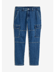bonprix Strečové džínsy s kapsáčami Loose Fit s recyklovanou bavlnou, rovné, farba modrá, rozm. 33